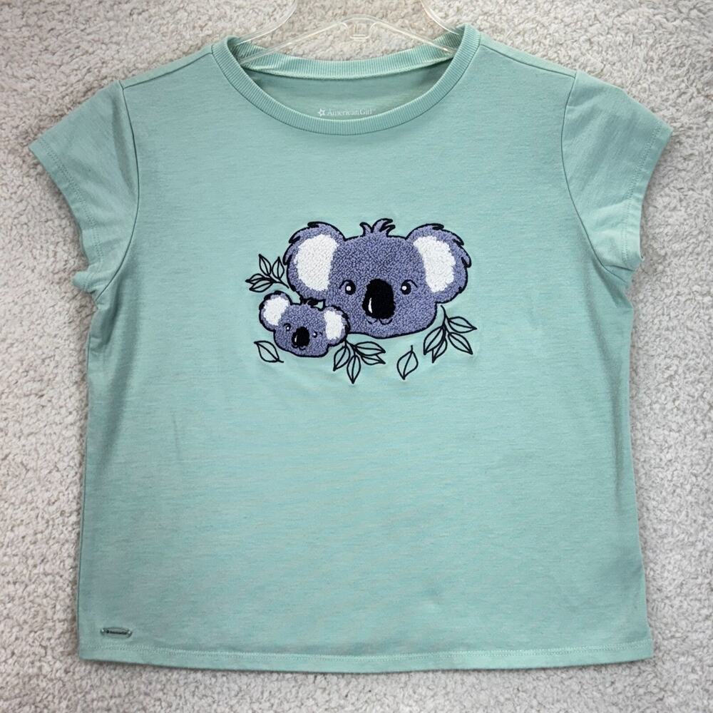 American Girl Pajama Top Girl Large 14/16 Green Short Sleeve Kira's Koala
